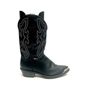 Vintage 1990s men’s black leather western style cowboy boots